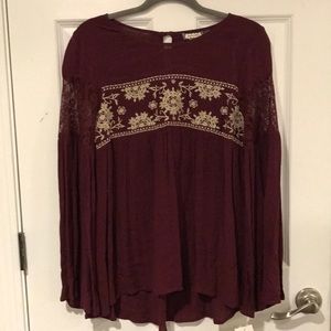 Burgundy Bell Sleeve Top